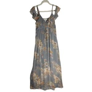 Jessica Simpson Maternity Floral Print Maxi Dress Cold Shoulder Size Medium